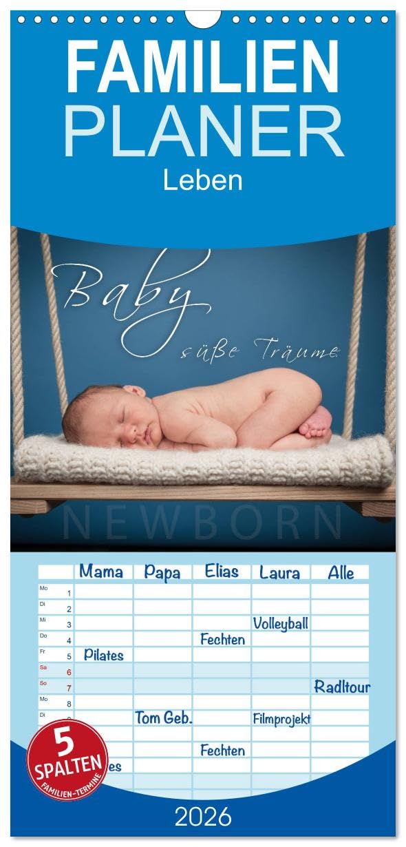 Familienplaner 2026 - Baby - süße Träume mit 5 Spalten (Wandkalender, 21 cm x 45 cm), CALVENDO Photography