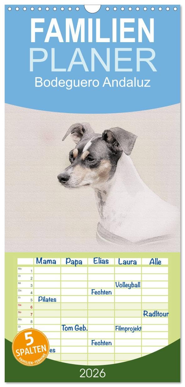 Familienplaner 2026 - Bodeguero Andaluz 2026 mit 5 Spalten (Wandkalender, 21 cm x 45 cm), CALVENDO Natural Sciences