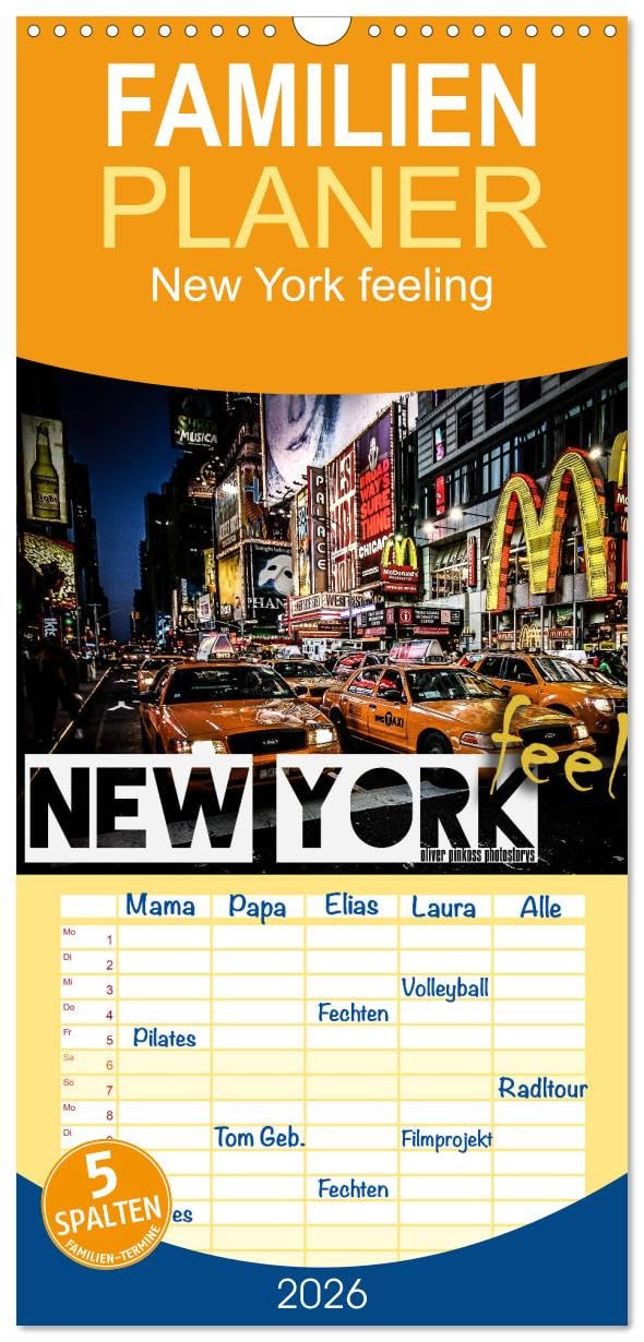 Familienplaner 2026 - New York feeling mit 5 Spalten (Wandkalender, 21 cm x 45 cm), CALVENDO Leisure, Home & Garden