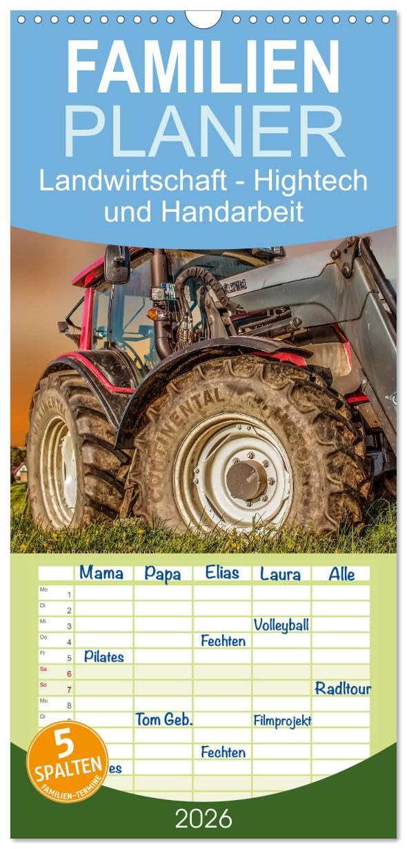 Familienplaner 2026 - Landwirtschaft - Hightech und Handarbeit mit 5 Spalten (Wandkalender, 21 cm x 45 cm), CALVENDO Contemporary literature