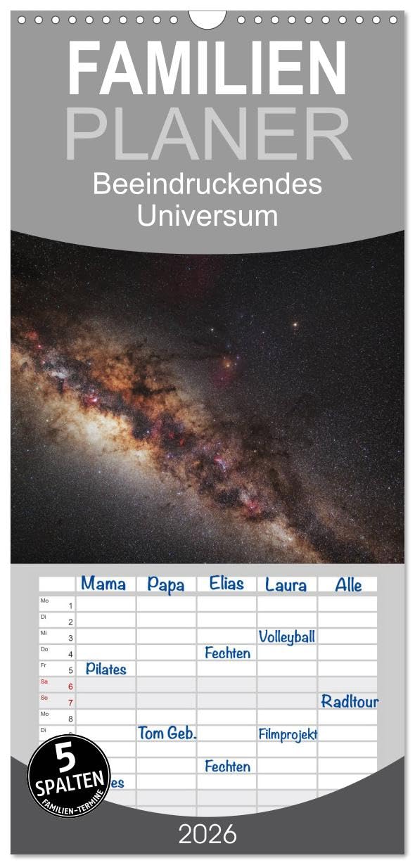 Familienplaner 2026 - Beeindruckendes Universum mit 5 Spalten (Wandkalender, 21 cm x 45 cm), CALVENDO Business & Technology