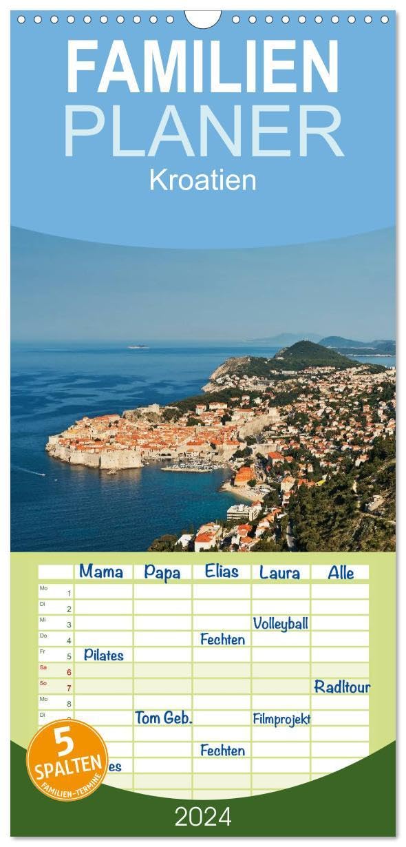 Familienplaner 2026 - Kroatien, Terminplaner mit 5 Spalten (Wandkalender, 21 x 45 cm) CALVENDO: Der Fotograf Gunter Kirsch zeigt einige der schönsten Orte Kroatiens. Photography