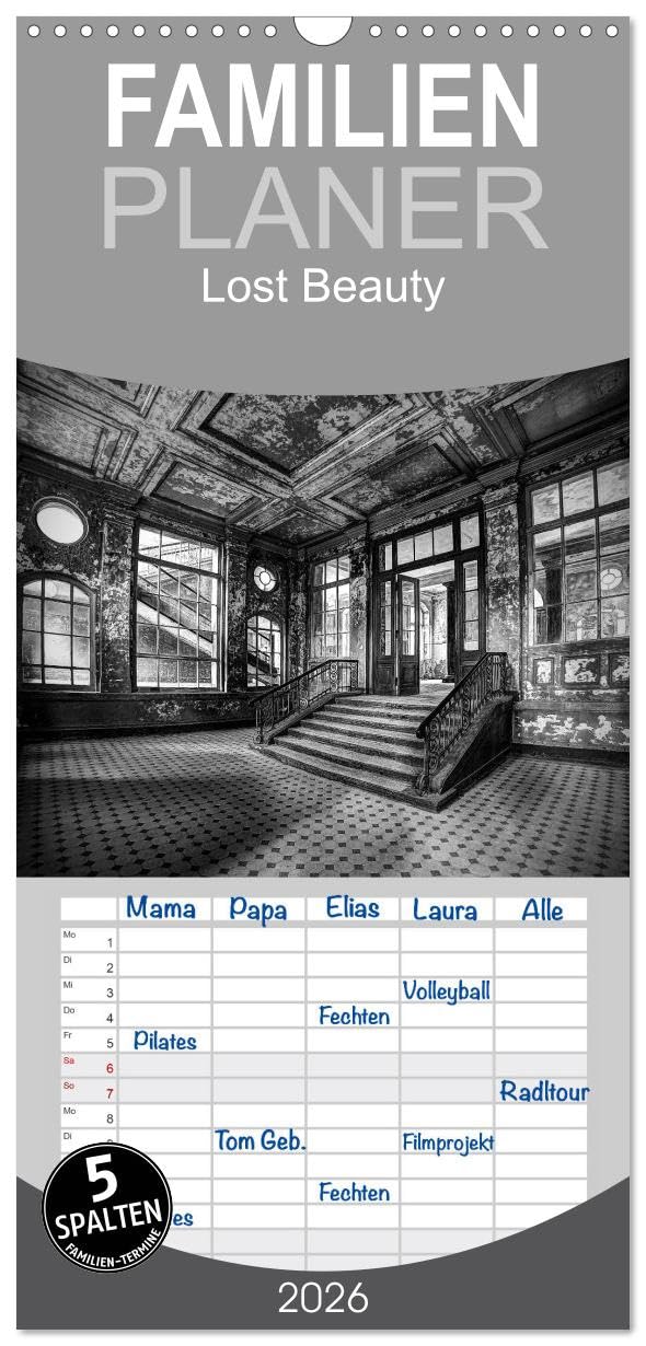 Familienplaner 2026 - Lost Beauty mit 5 Spalten (Wandkalender, 21 cm x 45 cm), CALVENDO Film, Art & Culture