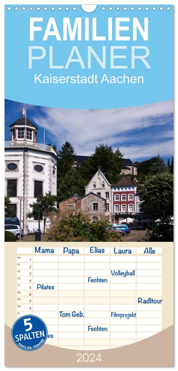 Familienplaner 2026 - Kaiserstadt Aachen mit 5 Spalten (Wandkalender, 21 cm x 45 cm), CALVENDO Business & Technology