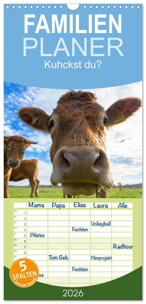 Familienplaner 2026 - Kuhckst du? mit 5 Spalten (Wandkalender, 21 cm x 45 cm), CALVENDO Business & Technology