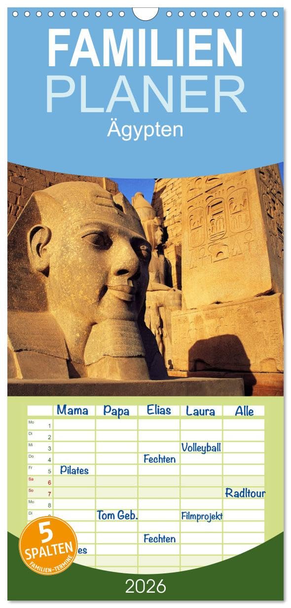 Familienplaner 2026 - Ägypten mit 5 Spalten (Wandkalender, 21 cm x 45 cm), CALVENDO Leisure, Home & Garden