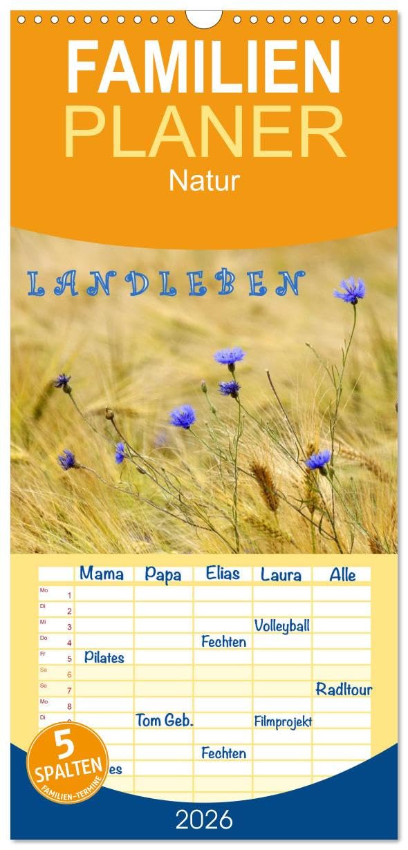 Familienplaner 2026 - LANDLEBEN mit 5 Spalten (Wandkalender, 21 cm x 45 cm), CALVENDO Leisure, Home & Garden