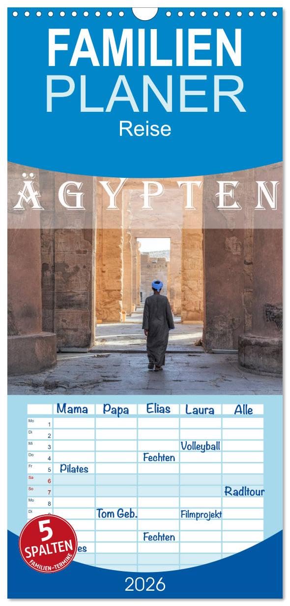 Familienplaner 2026 - Ägypten mit 5 Spalten (Wandkalender, 21 cm x 45 cm), CALVENDO Leisure, Home & Garden
