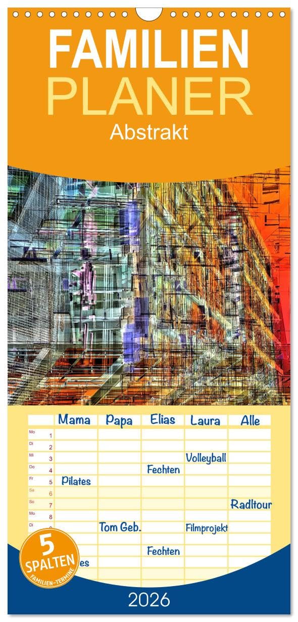 Familienplaner 2026 - Abstrakt mit 5 Spalten (Wandkalender, 21 cm x 45 cm), CALVENDO Photography