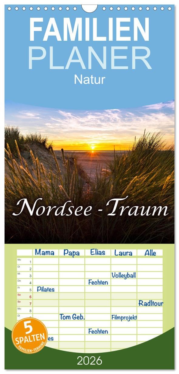 Familienplaner 2026 - Nordsee - Traum mit 5 Spalten (Wandkalender, 21 cm x 45 cm), CALVENDO Film, Art & Culture