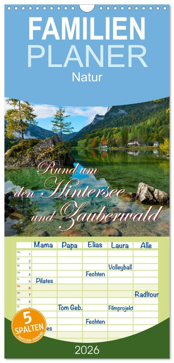 Familienplaner 2026 - Rund um den Hintersee und Zauberwald mit 5 Spalten (Wandkalender, 21 cm x 45 cm), CALVENDO Leisure, Home & Garden