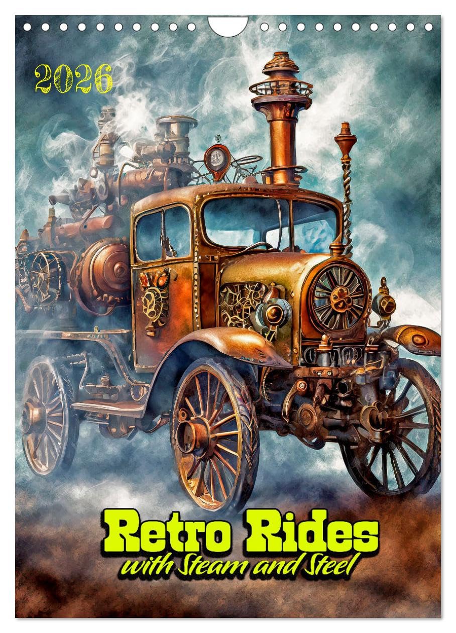 Retro Rides with Steam and Steel (Wall Calendar 2026 DIN A4 portrait), CALVENDO 12 Month Wall Calendar: Time Traveler's Transport Contemporary literature Books