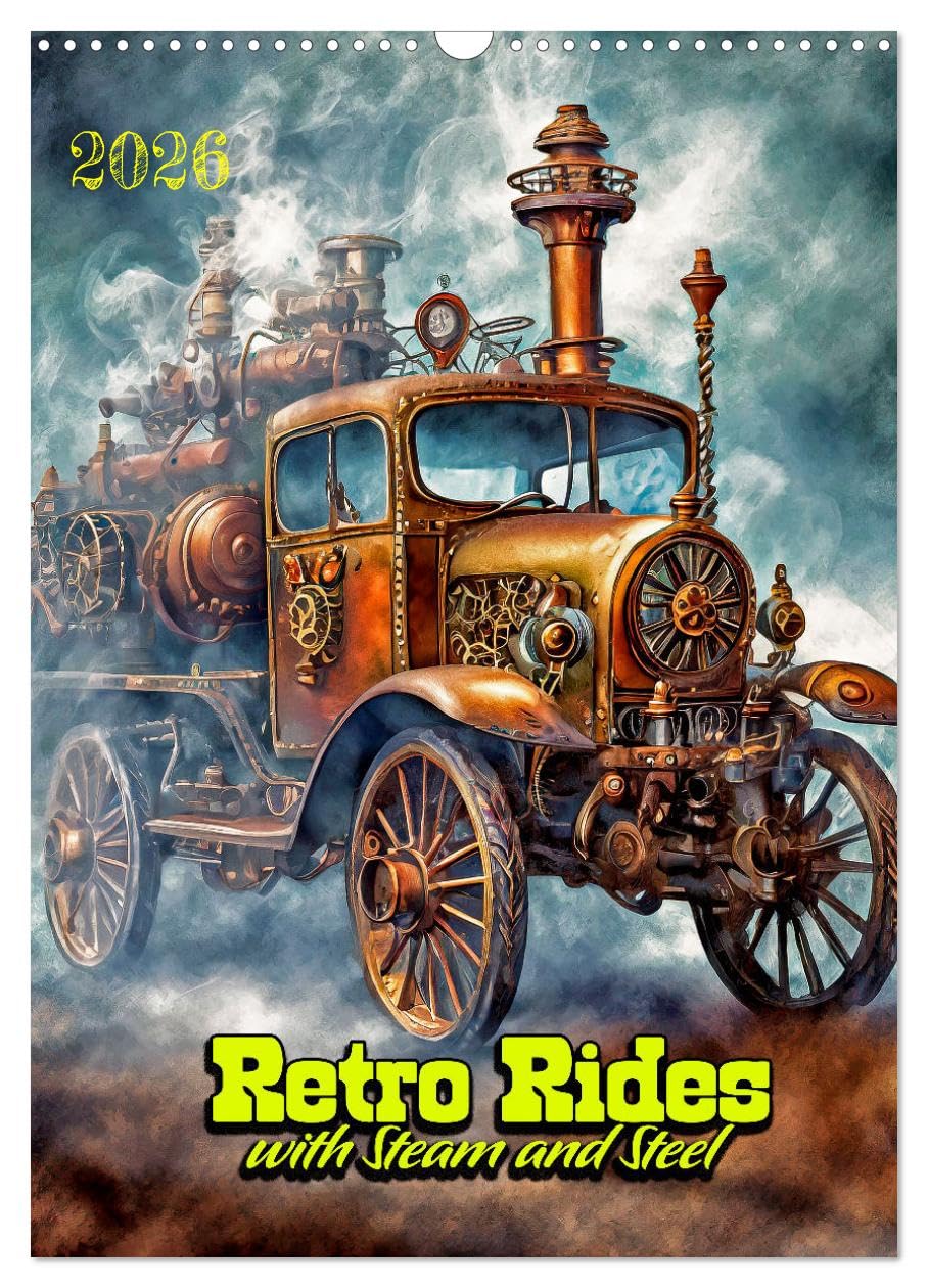 Retro Rides with Steam and Steel (Wall Calendar 2026 DIN A3 portrait), CALVENDO 12 Month Wall Calendar: Time Traveler's Transport Contemporary literature Books