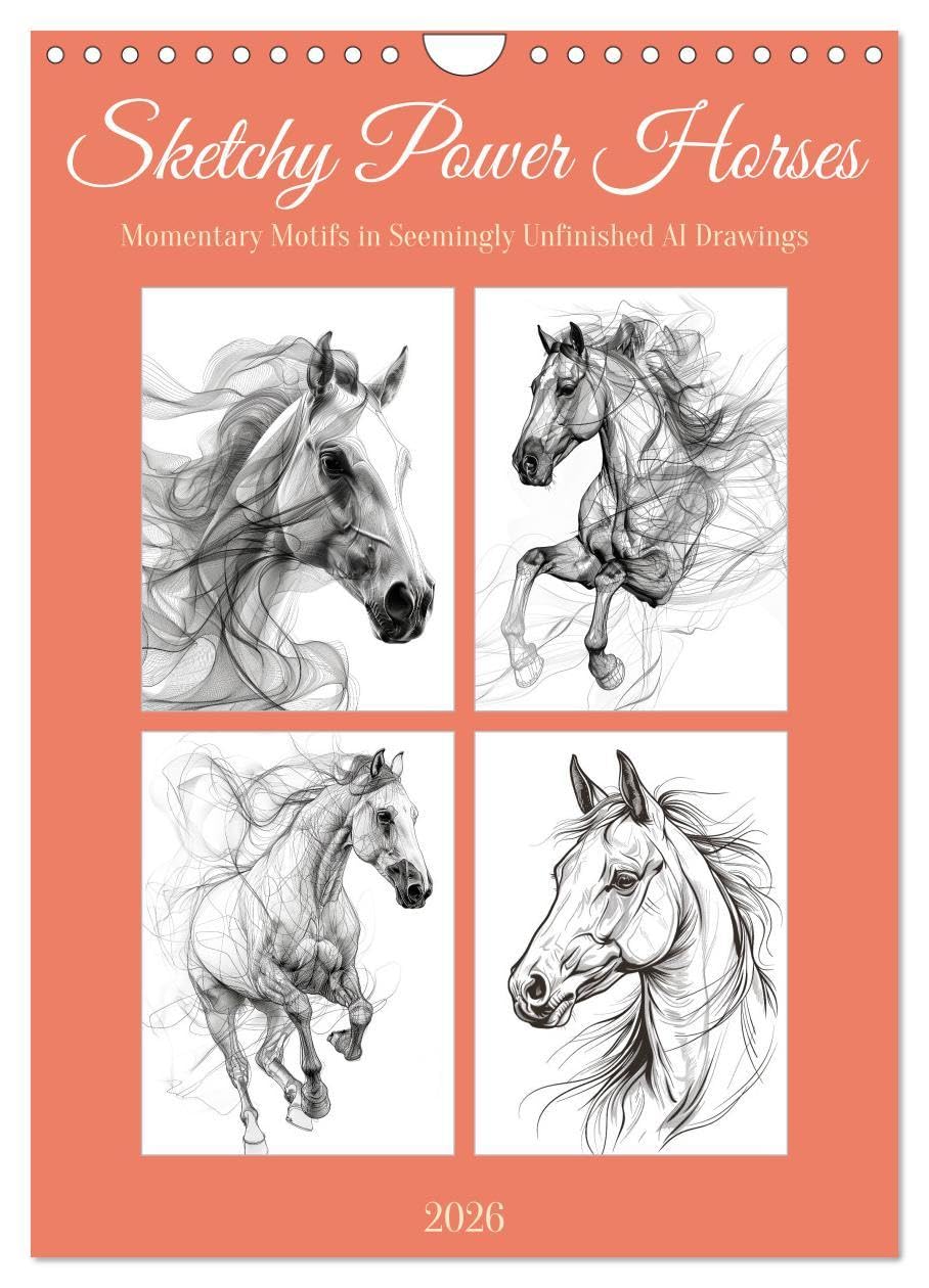 Sketchy Power Horses (Wall Calendar 2026 DIN A4 portrait), CALVENDO 12 Month Wall Calendar: Inspiring pictures to draw horses again Film, Art & Culture