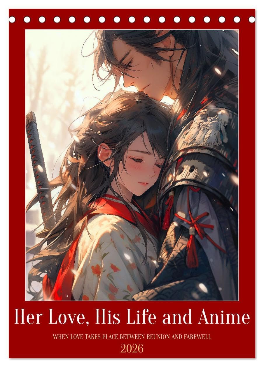 Her Love, His Life and Anime (Desk Calendar 2026 DIN A5 portrait), CALVENDO 12 Month DeskCalendar: Various love scenes captured in the popular anime manga style Social Sciences