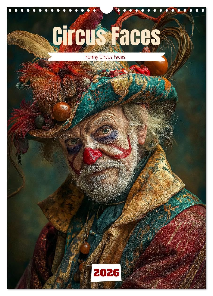 Circus Faces (Wall Calendar 2026 DIN A3 portrait), CALVENDO 12 Month Wall Calendar: A calendar with extraordinary surreal faces of the circus Film, Art & Culture