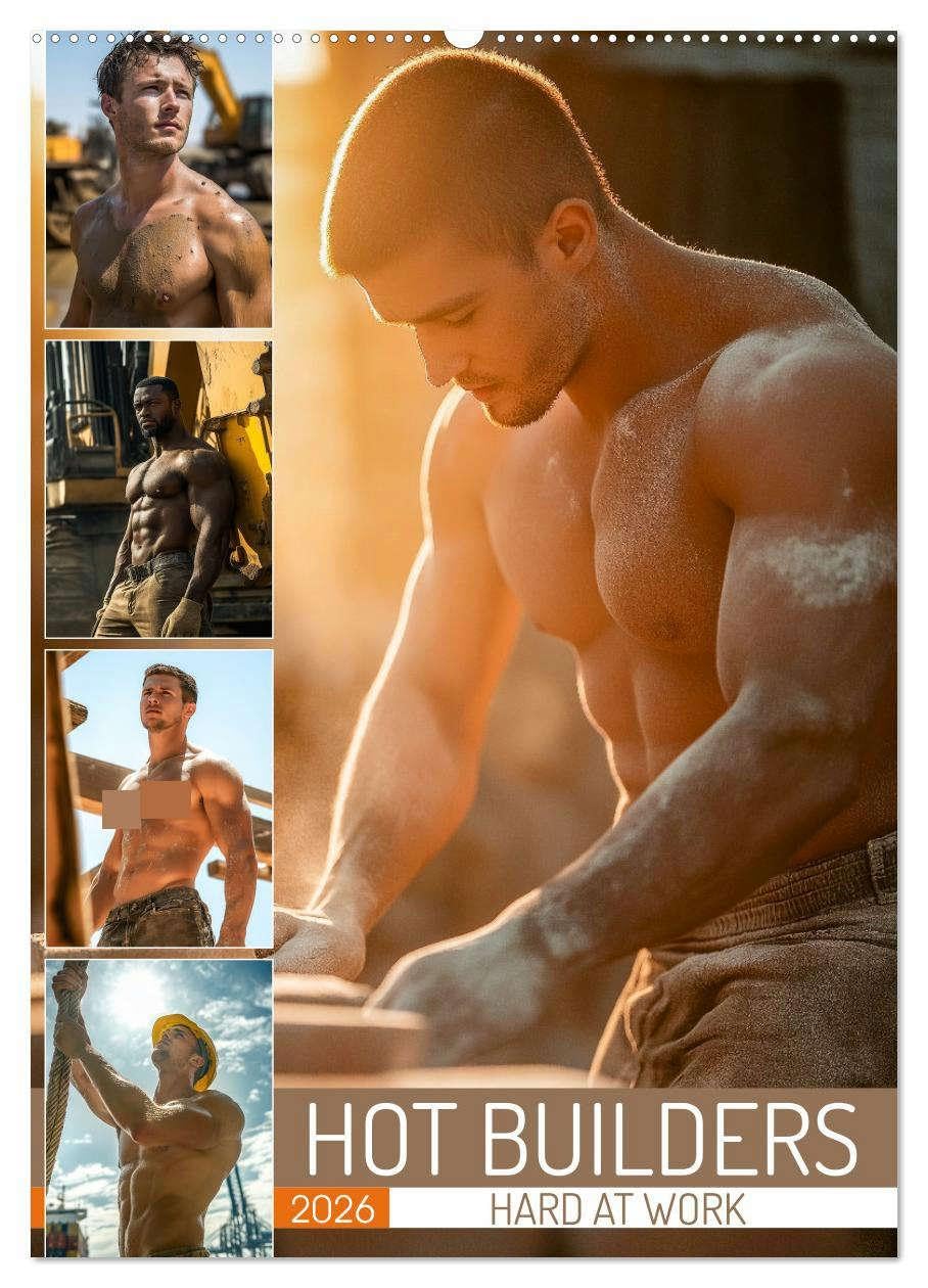 Hot Builders - Hard at Work (Wall Calendar 2026 DIN A2 portrait), CALVENDO 12 Month Wall Calendar: Muscular builders showcase their strength and ... and sensuality for fans of fit male physiques Social Sciences