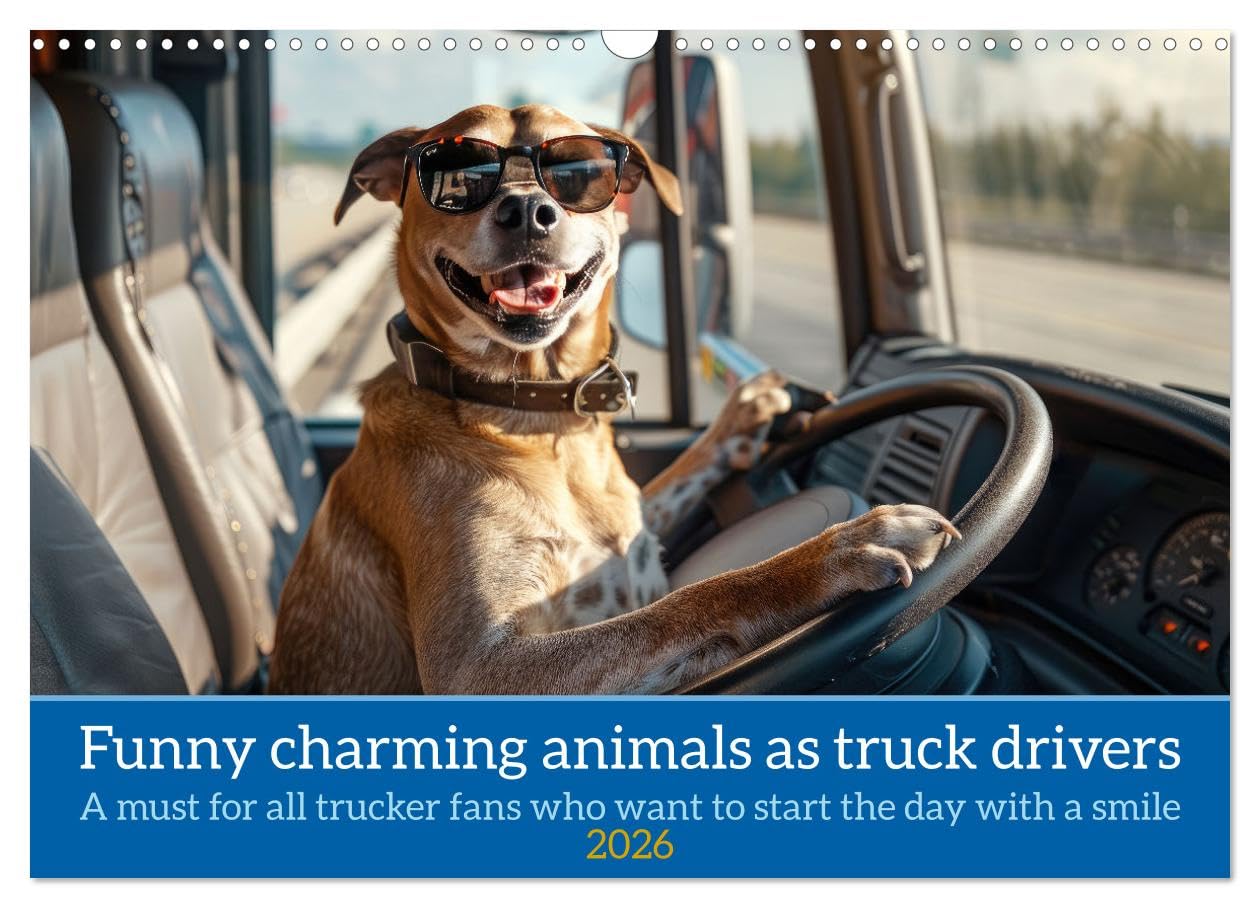 Funny charming animals as truck drivers (Wall Calendar 2026 DIN A3 landscape), CALVENDO 12 Month Wall Calendar: For all lorry and trucker fans who want to start the day with a smile Books