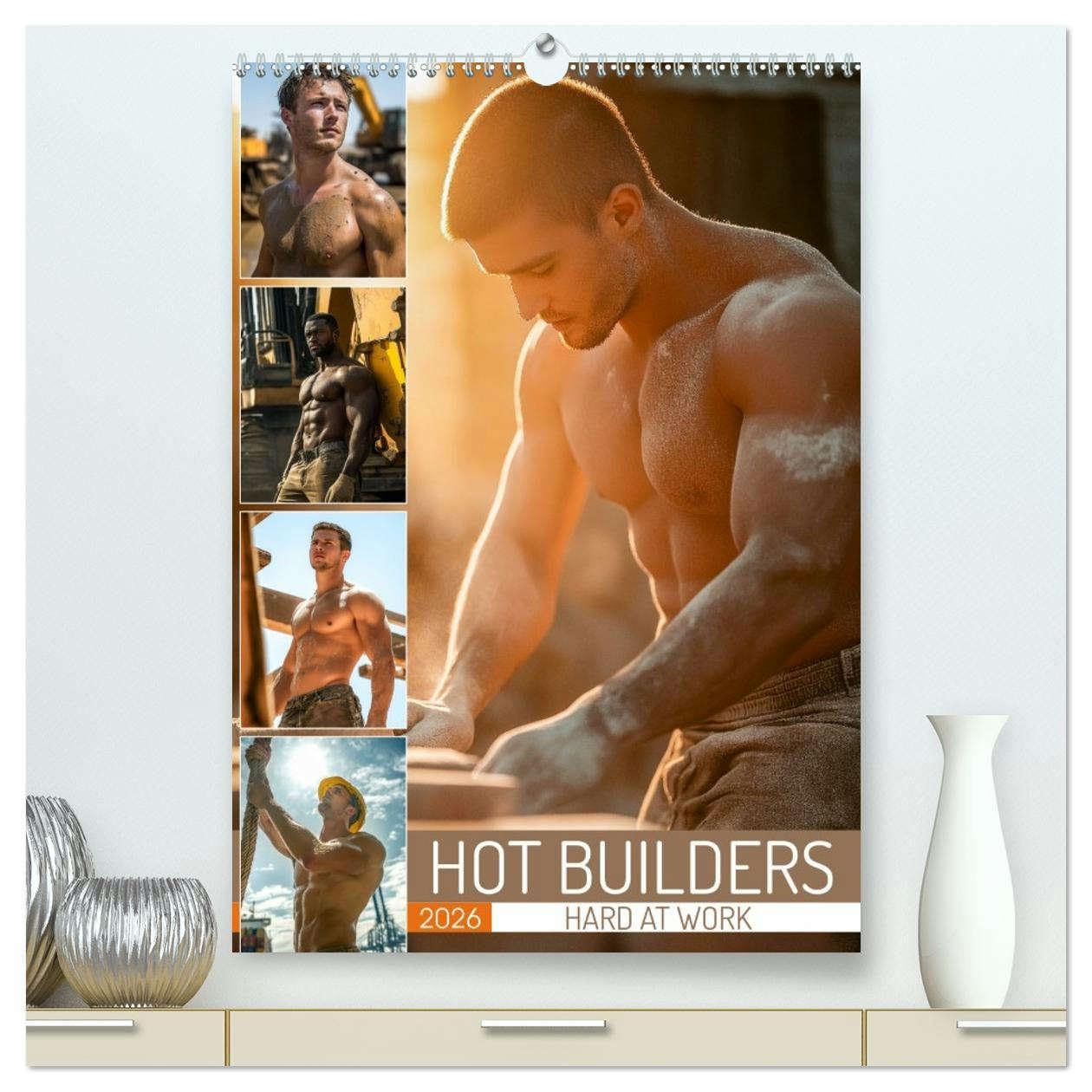 Hot Builders - Hard at Work (High Quality Premium Wall Calendar 2026 DIN A2 portrait),CALVENDO 12 Month Wall Calendar: Muscular builders showcase ... and sensuality for fans of fit male physiques Social Sciences