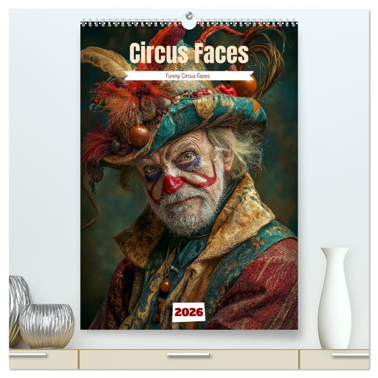 Circus Faces (High Quality Premium Wall Calendar 2026 DIN A2 portrait),CALVENDO 12 Month Wall Calendar: A calendar with extraordinary surreal faces of the circus Film, Art & Culture