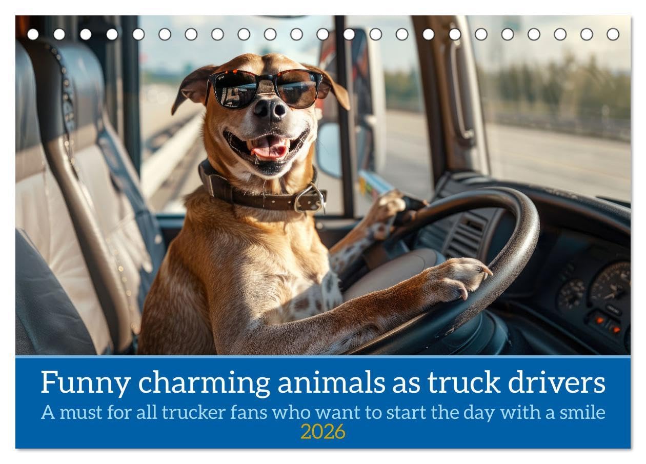 Funny charming animals as truck drivers (Desk Calendar 2026 DIN A5 landscape), CALVENDO 12 Month DeskCalendar: For all lorry and trucker fans who want to start the day with a smile Books