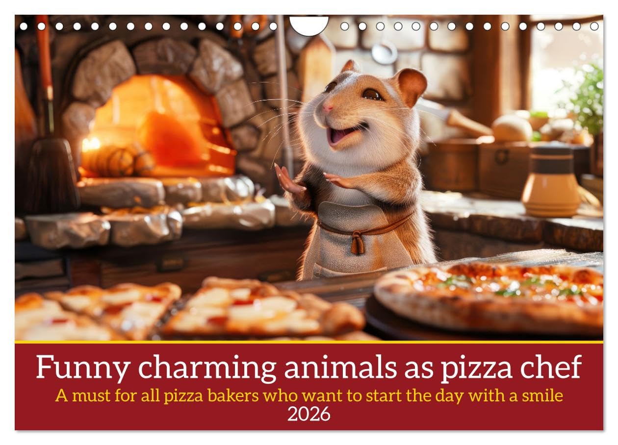 Funny charming animals as pizza chef (Wall Calendar 2026 DIN A4 landscape), CALVENDO 12 Month Wall Calendar: A must for all pizza bakers and pizzeria owners Natural Sciences