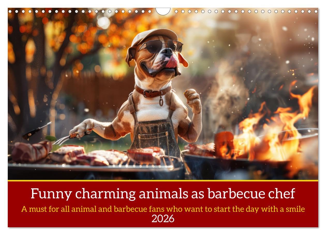 Funny charming animals as barbecue chef (Wall Calendar 2026 DIN A3 landscape), CALVENDO 12 Month Wall Calendar: Funny animals with barbecue apron on the grill with humorous slogans Natural Sciences