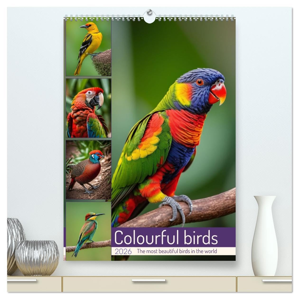Colourful birds (High Quality Premium Wall Calendar 2026 DIN A2 portrait),CALVENDO 12 Month Wall Calendar: The most beautiful birds in the world Natural Sciences