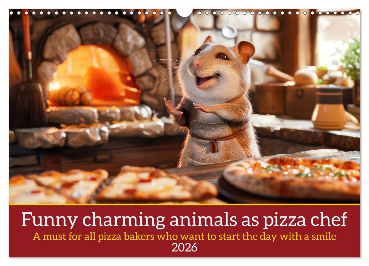 Funny charming animals as pizza chef (Wall Calendar 2026 DIN A3 landscape), CALVENDO 12 Month Wall Calendar: A must for all pizza bakers and pizzeria owners Natural Sciences