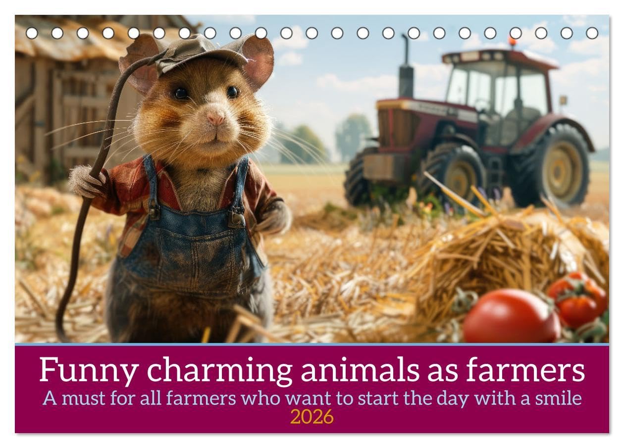Funny charming animals as farmers (Desk Calendar 2026 DIN A5 landscape), CALVENDO 12 Month DeskCalendar: A funny calendar with animals in a farmer outfit Film, Art & Culture