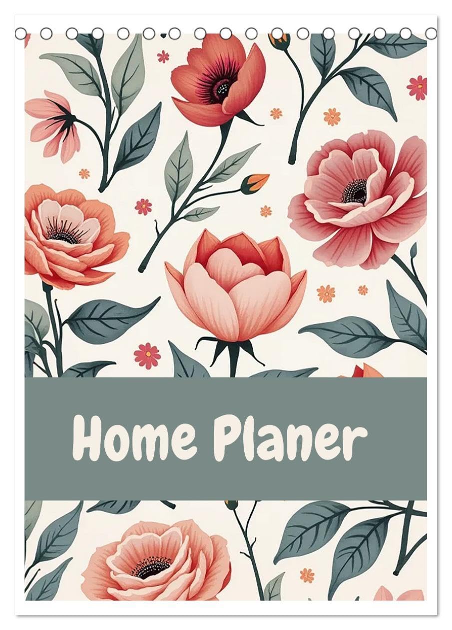 Home Planer (Desk Calendar 2026 DIN A5 portrait), CALVENDO 12 Month DeskCalendar: A planner adorned with 12 AI-generated floral patterns. Film, Art & Culture