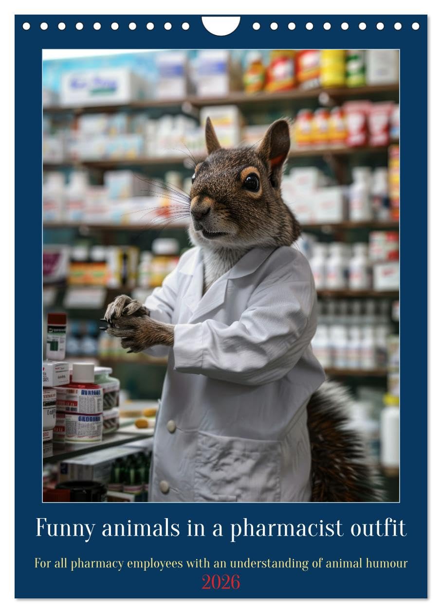Funny animals in a pharmacist outfit (Wall Calendar 2026 DIN A4 portrait), CALVENDO 12 Month Wall Calendar: Enjoy a year full of funny animals in a pharmacist outfit Books