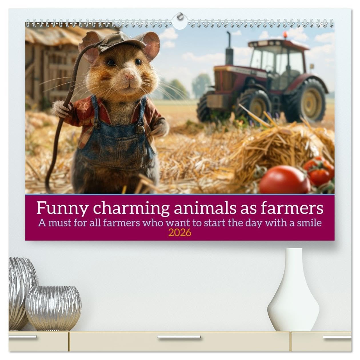 Funny charming animals as farmers (High Quality Premium Wall Calendar 2026 DIN A2 landscape),CALVENDO 12 Month Wall Calendar: A funny calendar with animals in a farmer outfit Film, Art & Culture