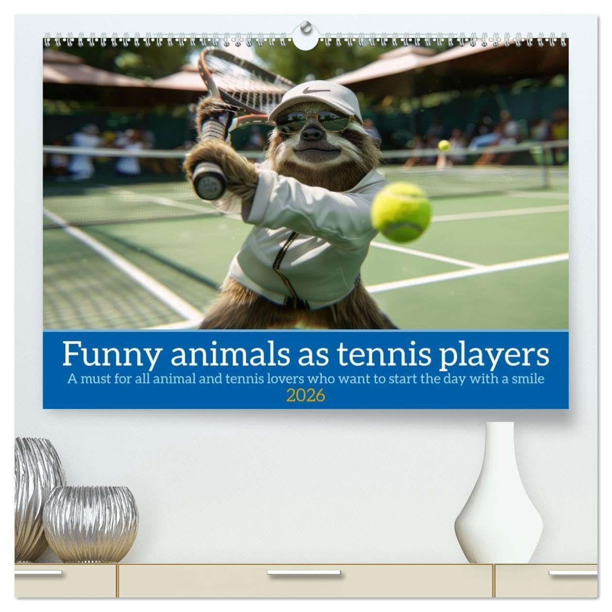 Funny animals as tennis players (High Quality Premium Wall Calendar 2026 DIN A2 landscape),CALVENDO 12 Month Wall Calendar: Funny animals in a tennis outfit with cool slogans for tennis lovers Books