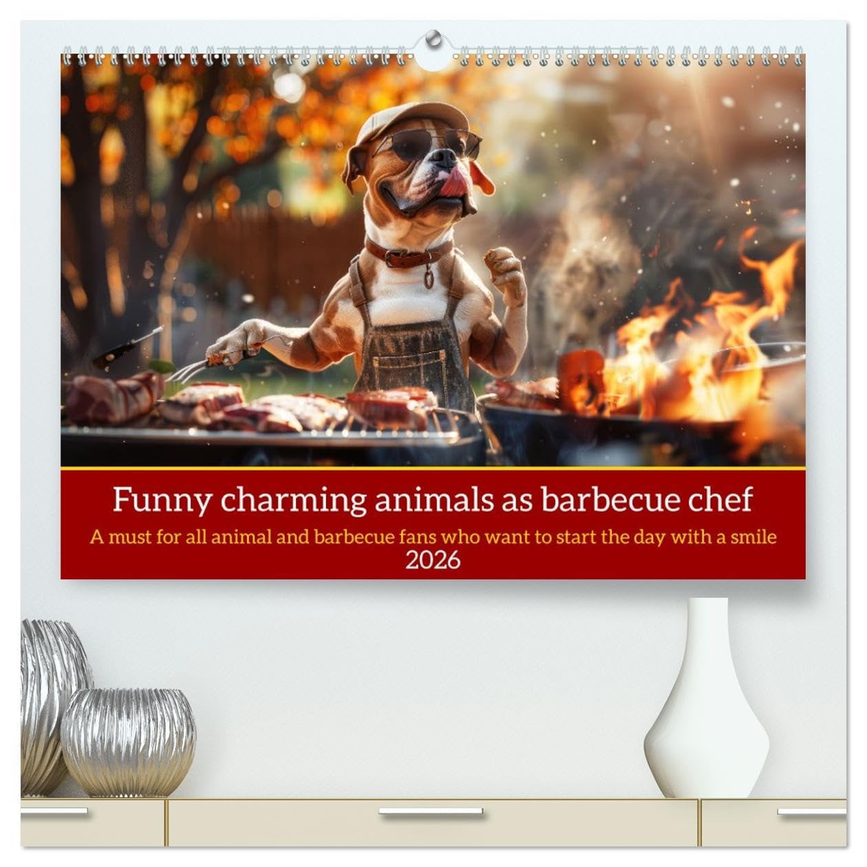 Funny charming animals as barbecue chef (High Quality Premium Wall Calendar 2026 DIN A2 landscape),CALVENDO 12 Month Wall Calendar: Funny animals with barbecue apron on the grill with humorous slogans Natural Sciences