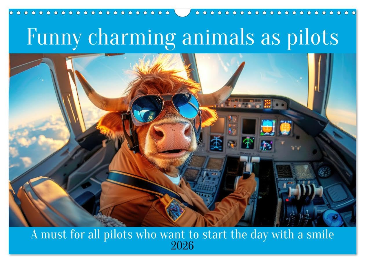 Funny charming animals as pilots (Wall Calendar 2026 DIN A3 landscape), CALVENDO 12 Month Wall Calendar: A must for all pilots who want to start the day with a smile Books