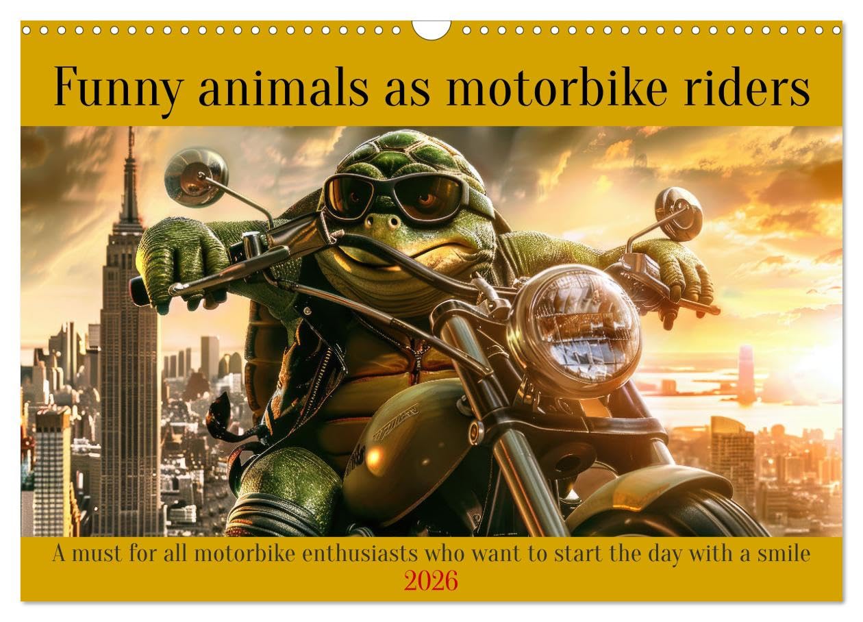 Funny animals as motorbike riders (Wall Calendar 2026 DIN A3 landscape), CALVENDO 12 Month Wall Calendar: A must for all motorbike enthusiasts who want to start the day with a smile Business, Finance & Career