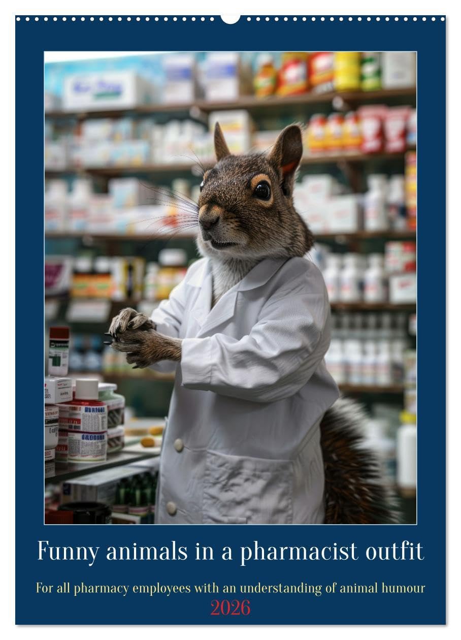 Funny animals in a pharmacist outfit (Wall Calendar 2026 DIN A2 portrait), CALVENDO 12 Month Wall Calendar: Enjoy a year full of funny animals in a pharmacist outfit Books