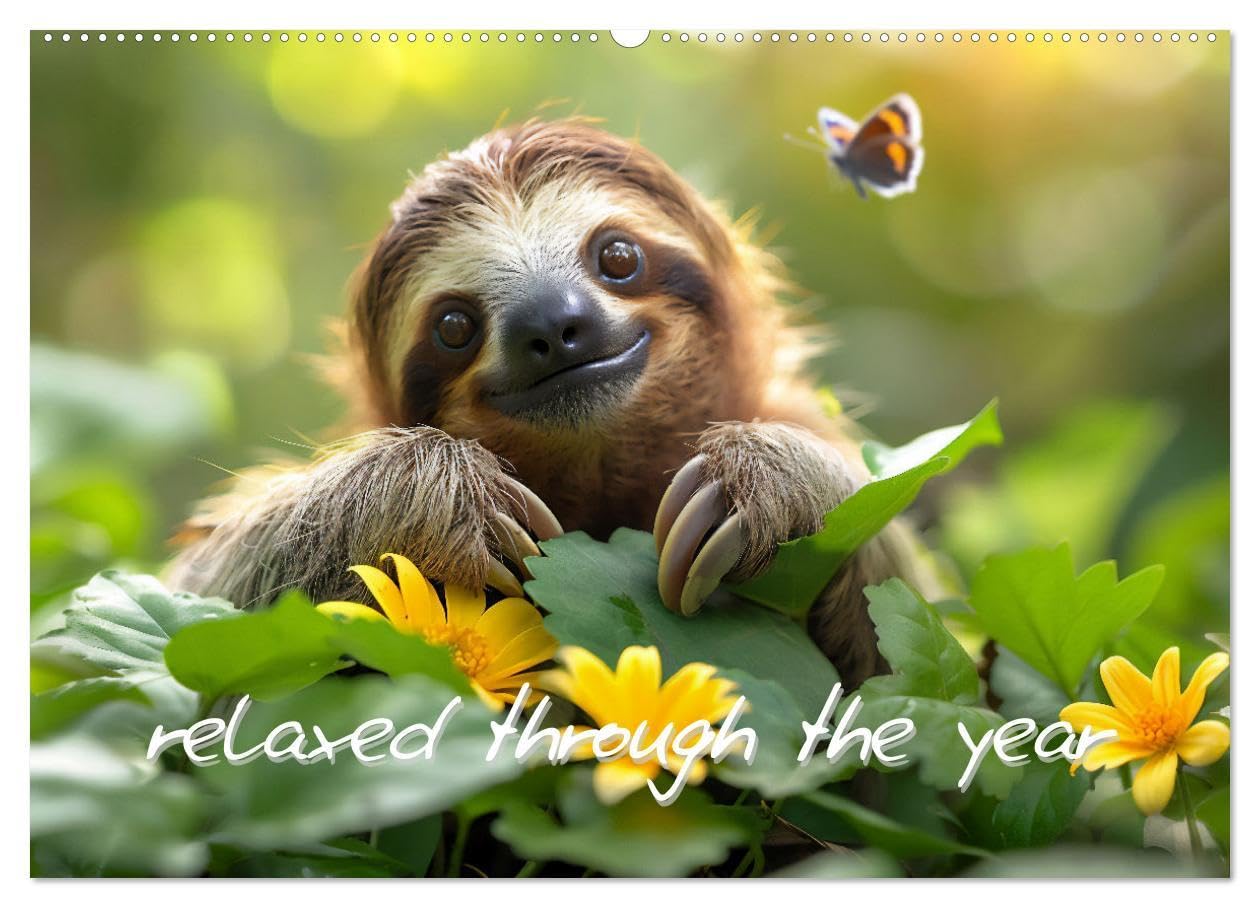 sweet sloths - relaxed throughout the year (Wall Calendar 2026 DIN A2 landscape), CALVENDO 12 Month Wall Calendar: This wall calendar features ... and calmness with each turn of the page. Lifestyle