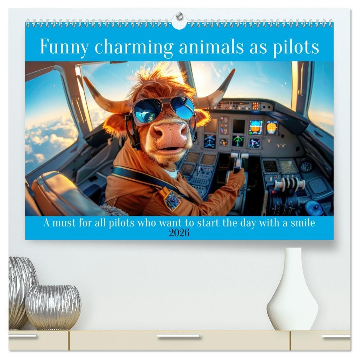 Funny charming animals as pilots (High Quality Premium Wall Calendar 2026 DIN A2 landscape),CALVENDO 12 Month Wall Calendar: A must for all pilots who want to start the day with a smile Books