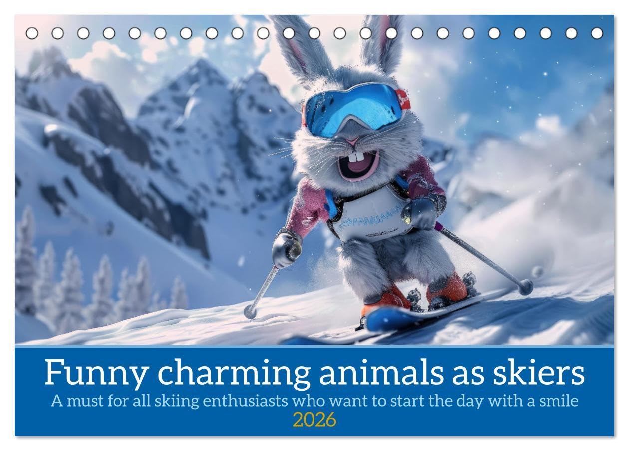 Funny charming animals as skiers (Desk Calendar 2026 DIN A5 landscape), CALVENDO 12 Month DeskCalendar: A must-have for all skiing enthusiasts who want to start the day with a smile Books