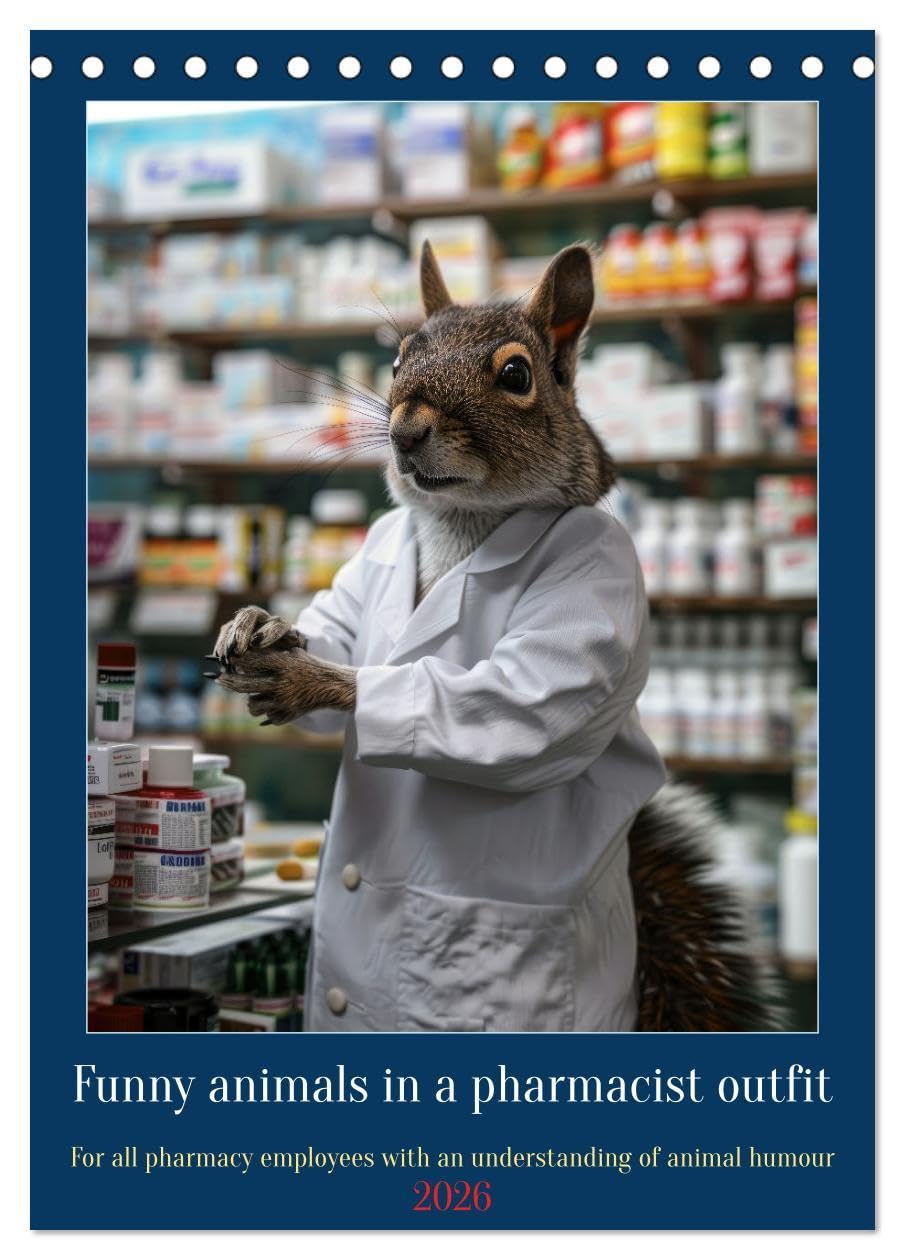 Funny animals in a pharmacist outfit (Desk Calendar 2026 DIN A5 portrait), CALVENDO 12 Month DeskCalendar: Enjoy a year full of funny animals in a pharmacist outfit Books