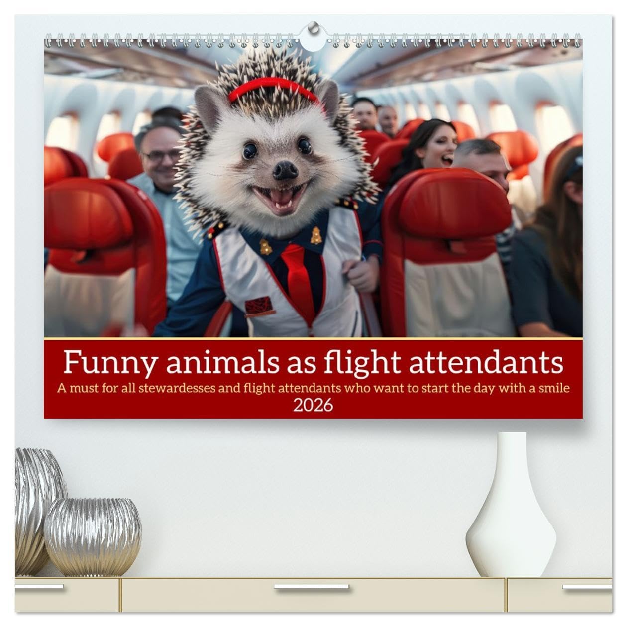 Funny animals as flight attendants (High Quality Premium Wall Calendar 2026 DIN A2 landscape),CALVENDO 12 Month Wall Calendar: Funny animals in ... and cool phrases for all flight attendants Books