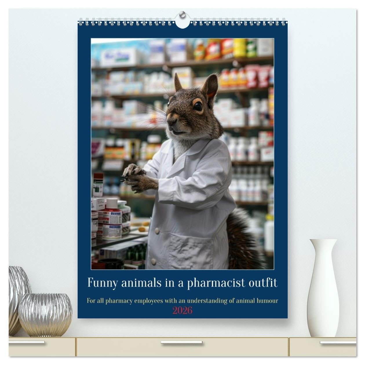 Funny animals in a pharmacist outfit (High Quality Premium Wall Calendar 2026 DIN A2 portrait),CALVENDO 12 Month Wall Calendar: Enjoy a year full of funny animals in a pharmacist outfit Books