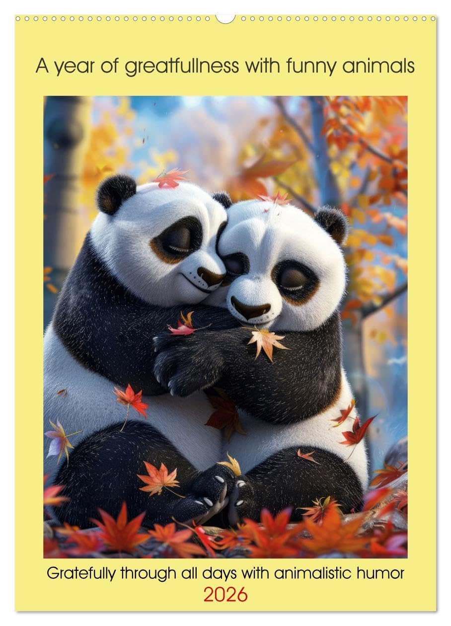 A year of greatfullness with funny animals (Wall Calendar 2026 DIN A2 portrait), CALVENDO 12 Month Wall Calendar: Gratefully through all days with animalistic humor Calendars