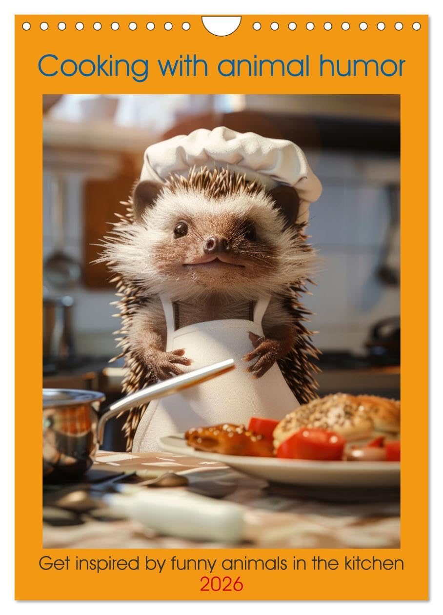 Cooking with animal humor (Wall Calendar 2026 DIN A4 portrait), CALVENDO 12 Month Wall Calendar: Get inspired by funny animals in the kitchen Leisure, Home & Garden