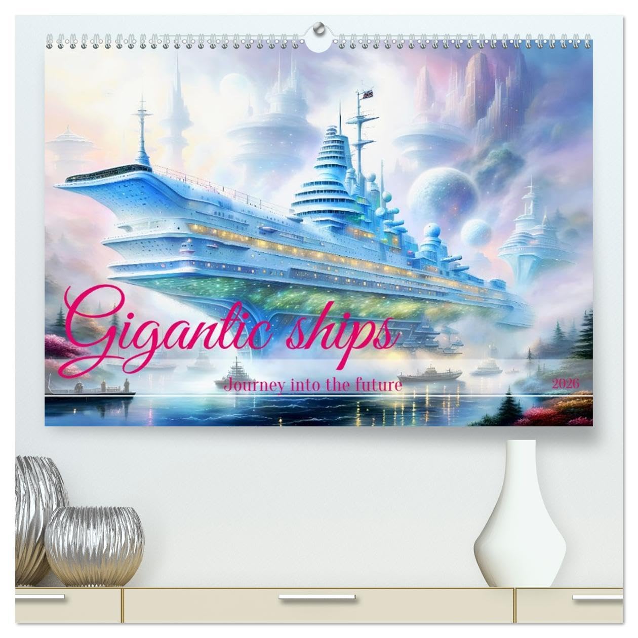 Gigantic ships - Journey into the future (High Quality Premium Wall Calendar 2026 DIN A2 landscape),CALVENDO 12 Month Wall Calendar: Majestic floating masterpieces, created with AI. Books