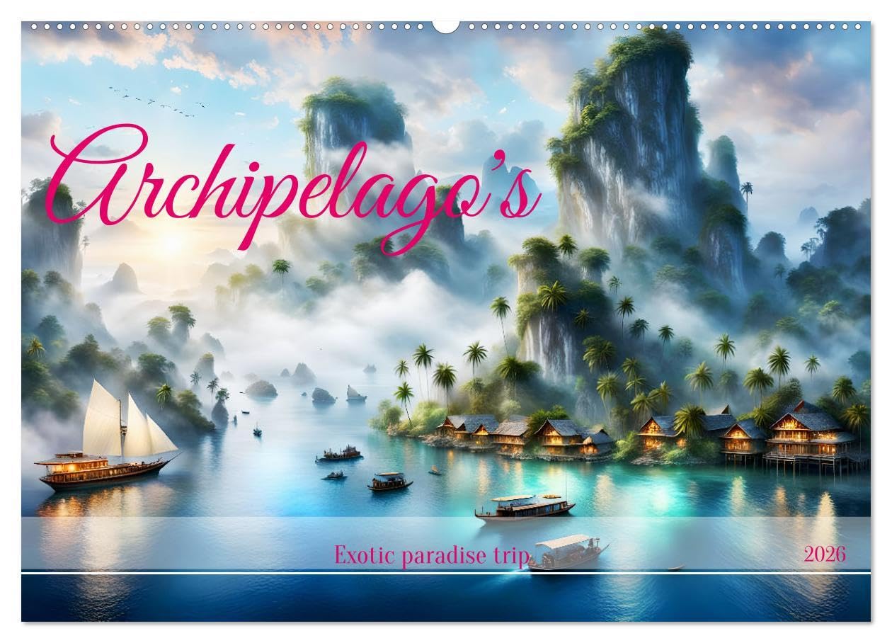 Archipelago's Exotic paradise trip (Wall Calendar 2026 DIN A2 landscape), CALVENDO 12 Month Wall Calendar: Exotic island world reminiscent of the Indonesian archipelago. Film, Art & Culture