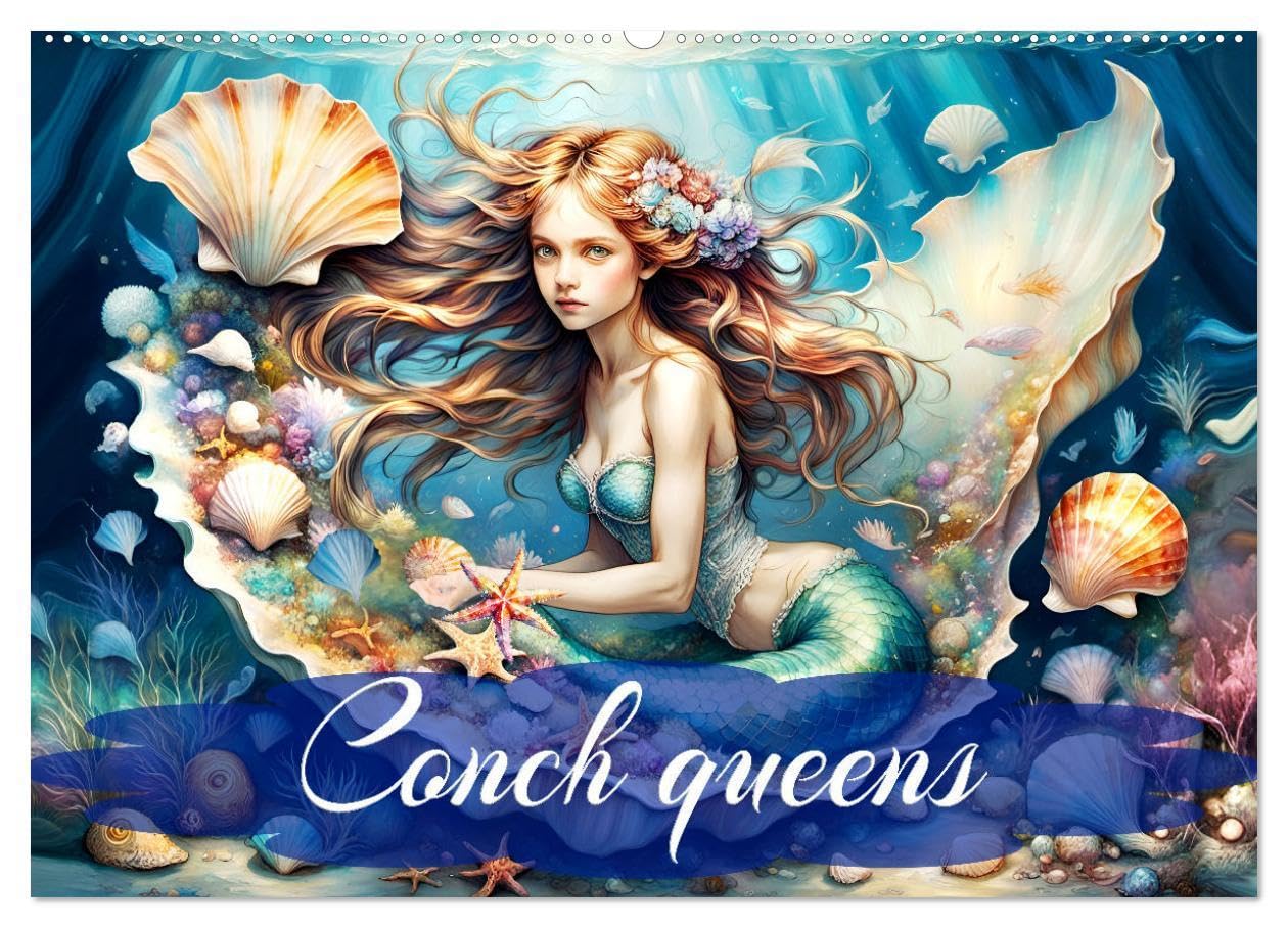 Conch queens (Wall Calendar 2026 DIN A2 landscape), CALVENDO 12 Month Wall Calendar: A year with enchanting mermaids and their treasure. Social Sciences