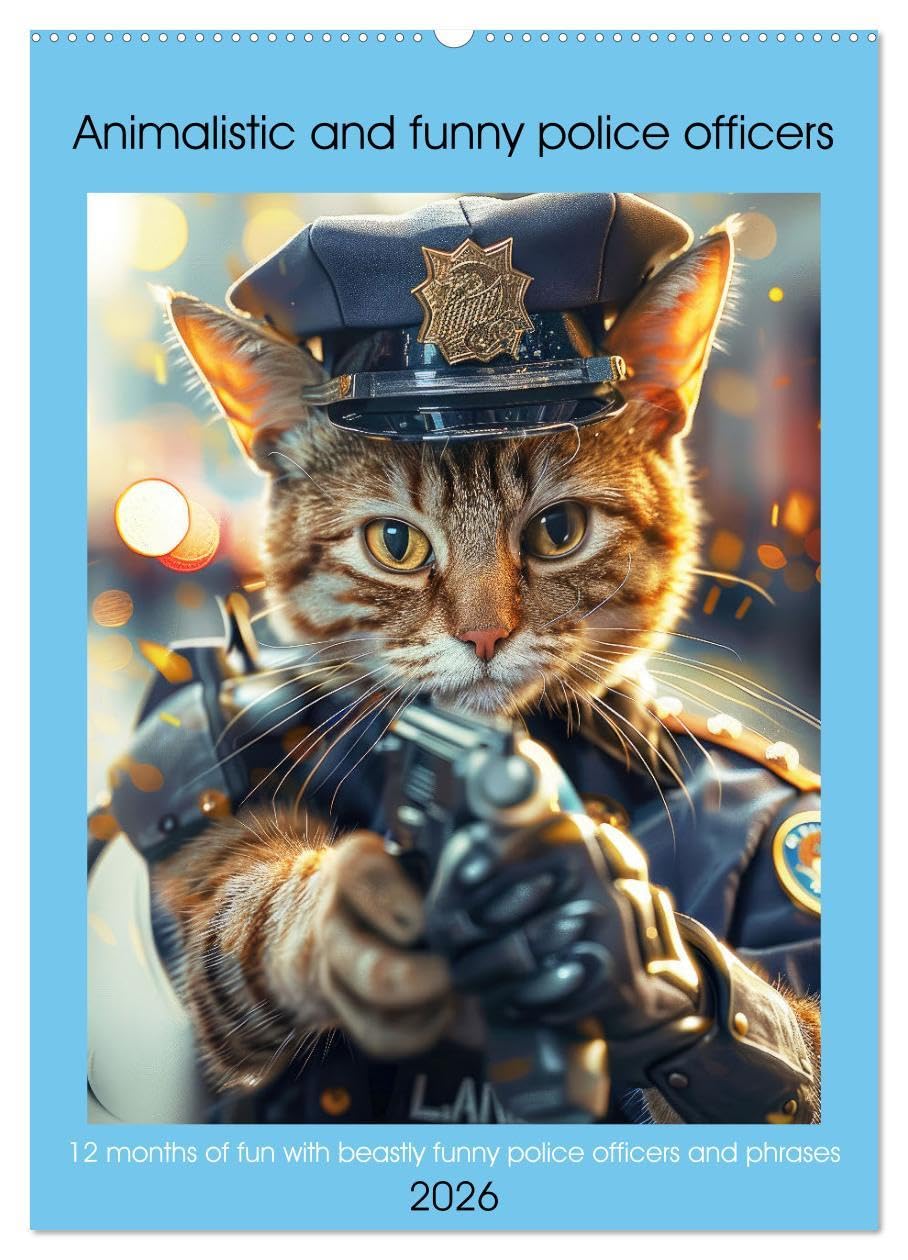 Animalistic and funny police officers (Wall Calendar 2026 DIN A2 portrait), CALVENDO 12 Month Wall Calendar: 12 months of fun with beastly funny police officers and phrases Law